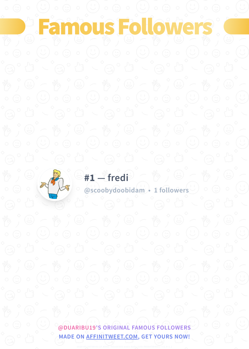 duaribu19's tweet photo. #Affinitweet Famous Followers
🥇 scoobydoobidam
via https://t.co/SktGlXwHsg https://t.co/AHyKtuck1g