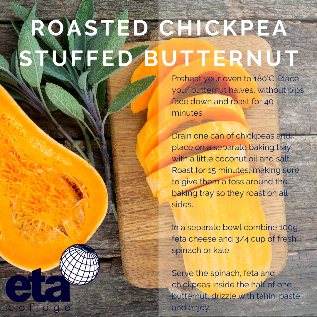 eta_college's tweet photo. This weeks recipe is easy, healthy and completely vegetarian. 
Butternut is good no matter how you have it, this week we are serving it roasted with all the yummy goodness.

Recipe in the post.

#etacollege #recipes #easyhealthycooking #yummy #butternutroasted https://t.co/FehStjLdr4