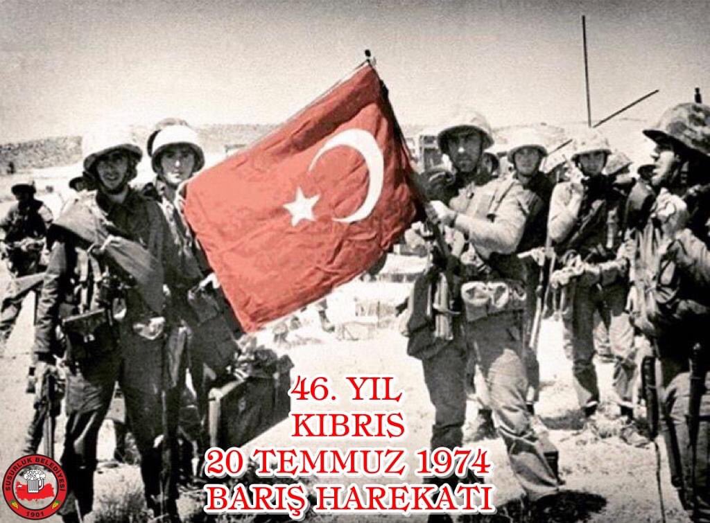 #KıbrısBarışHarekatı'nın 46. yılında kahraman şehitlerimizi rahmet ve minnetle anıyoruz.
Kuzey Kıbrıs Türk Cumhuriyeti’nin 20 Temmuz Barış ve Özgürlük Bayramı’nı kutluyoruz.
#KıbrısBarışHarekatı