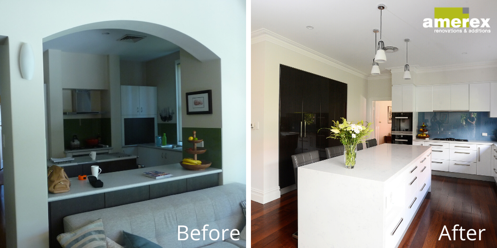 AmerexBuilders's tweet photo. Older kitchens were cut off from the rest of the home. This old kitchen had a servery window installed in an earlier renovation many years ago. Amerex came along and opened it up with a modern renovation that the homeowners just love.

#perth #perthproperty #homerenovation https://t.co/Z7AsYIq0IC