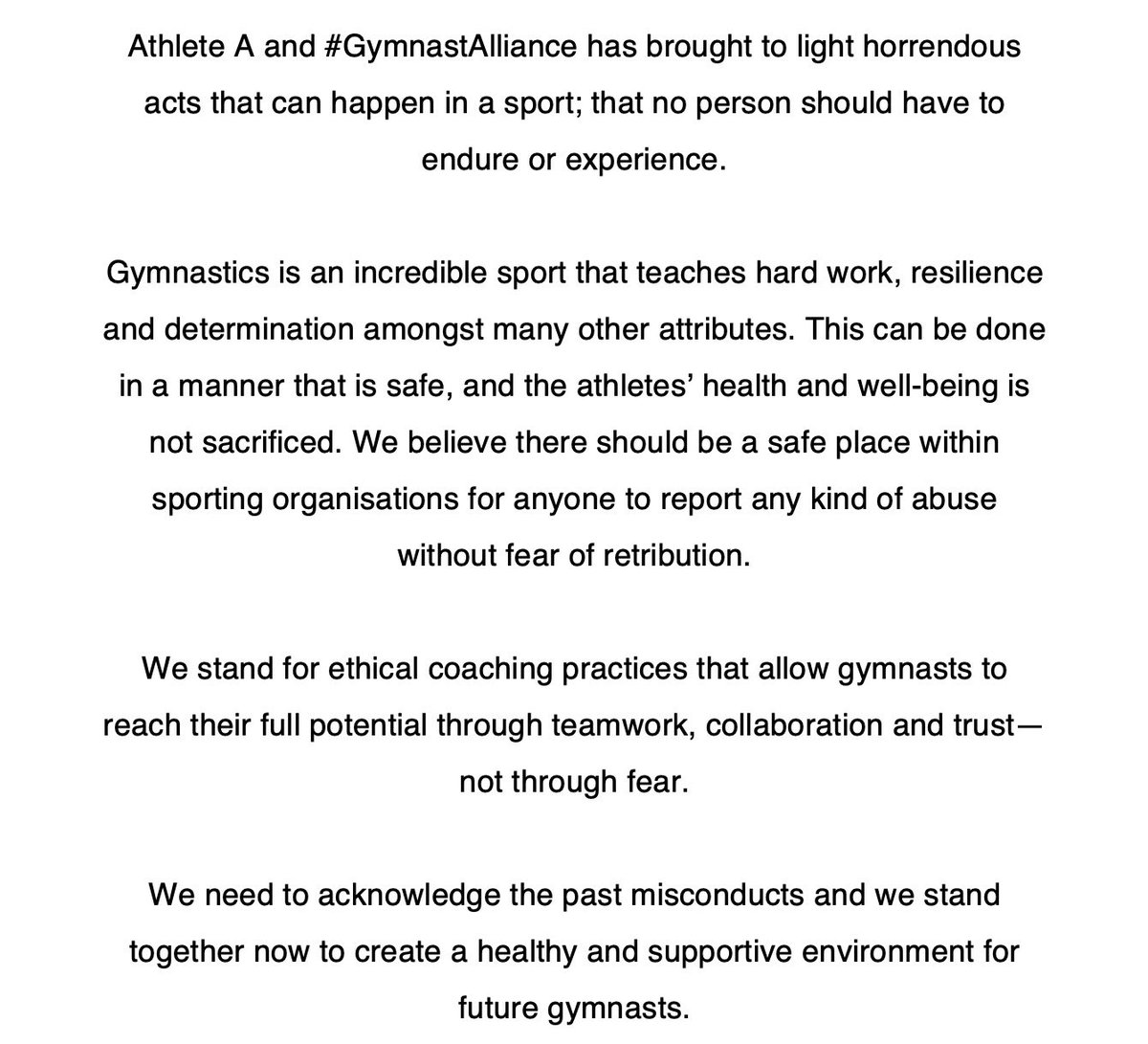 Monckton07's tweet photo. We stand together for positive change. #GymnastAllianceAUS 
Let no voice go unheard. https://t.co/VqxzCUpy7c