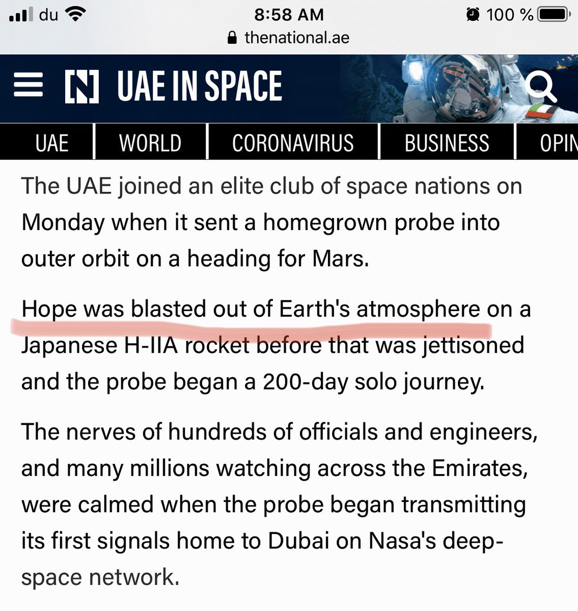 Aya_Isk's tweet photo. I think this sentence expresses how we all feel about 2020, in a quite literal way.
Go, live your best life away from this planet.
#HopeMarsMission
#FirstArabicCountdown https://t.co/SIV2BzQ4Gh