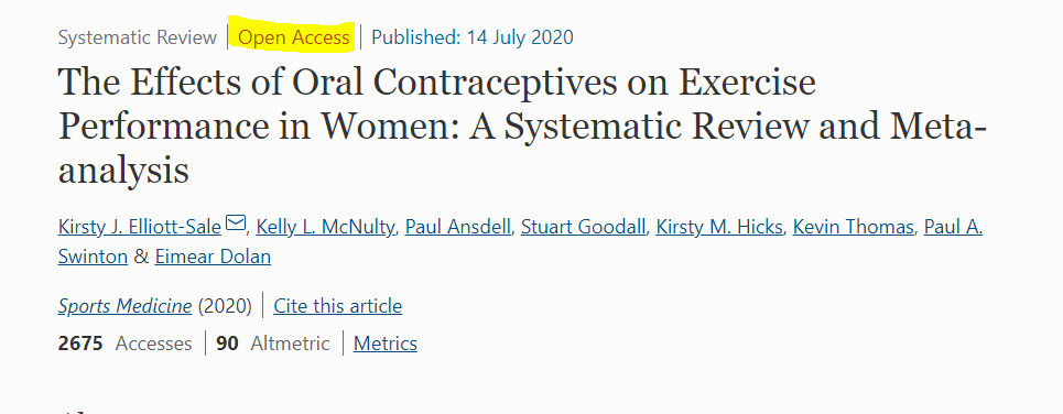 Does the oral contraceptive impair sports performance? rdcu.be/b5IVX Top paper (FREE) by our friends <a href="/SportsMedicineJ/">Sports Medicine</a>  Author: Associate Professor Dr <a href="/ElliottSale/">Kirsty Sale</a> Kirsty Elliott-Sale  #NoSpoiler. Answered a big question!