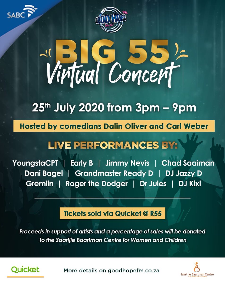 DJReadyD's tweet photo. It’s a great honor to be part of this iconic @GoodHopeFM #Big55 celebration. a phenomenal lineup to keep you entertained. I am looking forward to wrecking decks for the masses this coming Saturday. #GHFM is giving tickets away to our lucky listeners. Thank you for tuning in. https://t.co/1aSdSNi1oW