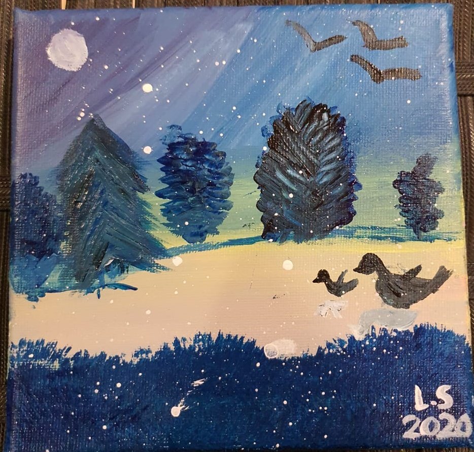 مبارح اول مرة برسم ف رسمت هادي الرسمة
مش كتير واو بس مبسوطة كتيير عليها😍❤️