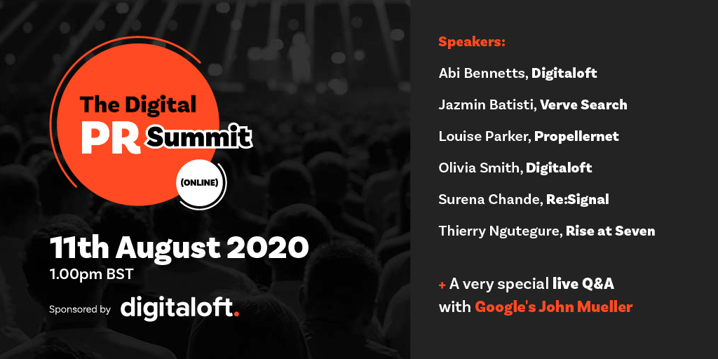 I'm really excited to announce 'The Digital PR Summit (Online)' - a FREE half-day virtual event on August 11th that brings together some of the brightest minds in digital PR. Find out more and register now at: digitaloft.co.uk/the-digital-pr…