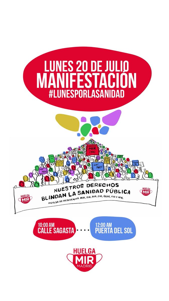 huelgamirmadrid's tweet photo. Hoy lunes protestamos en nombre de nuestros más de 1000 compañeros llamados a unos servicios mínimos abusivos del 100% y ante la falta de propuestas en firme por parte de la Consejería. ¡Únete a nosotros!¡Blindemos la sanidad pública! #LunesPorLaSanidad #ProtestaXMi #HuelgaMir https://t.co/WryvuK5skv