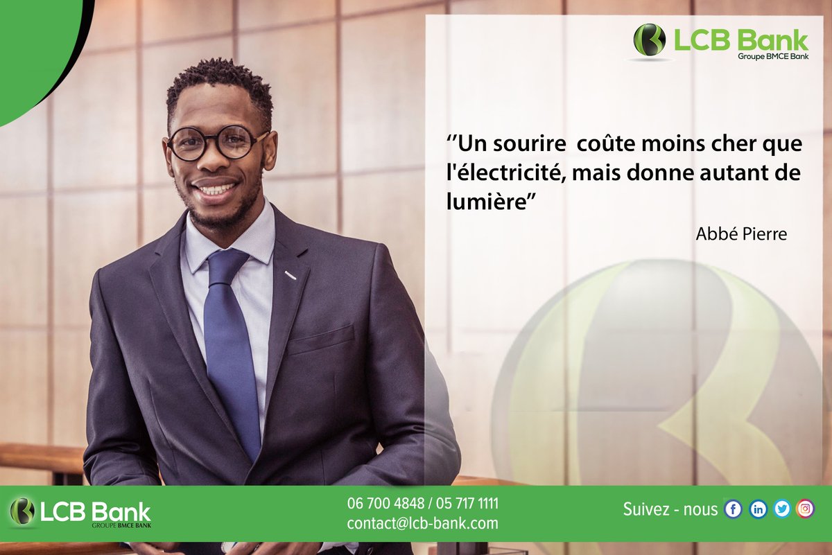 Nous vous souhaitons une excellente semaine, riche en bonne nouvelle et riche en sourire.

#LCBBank #LundiMotivation #BonneSemaine