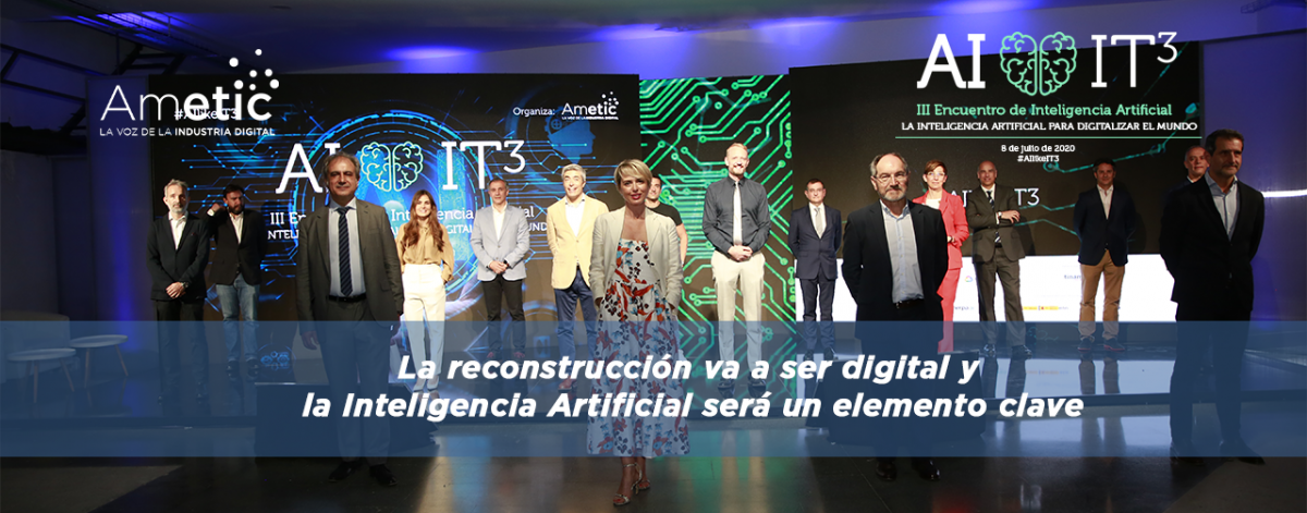 AMETIC_es's tweet photo. 📌 En el III Encuentro de #InteligenciaArtificial #AIlikeIT3 quedó claro que la reconstrucción va a ser digital y la Inteligencia Artificial será un elemento clave en el actual escenario post-covid19.

➡ Descubre más sobre este foro anual de referencia: https://t.co/Fa59KRqXqd https://t.co/2d2Rwwt1OF