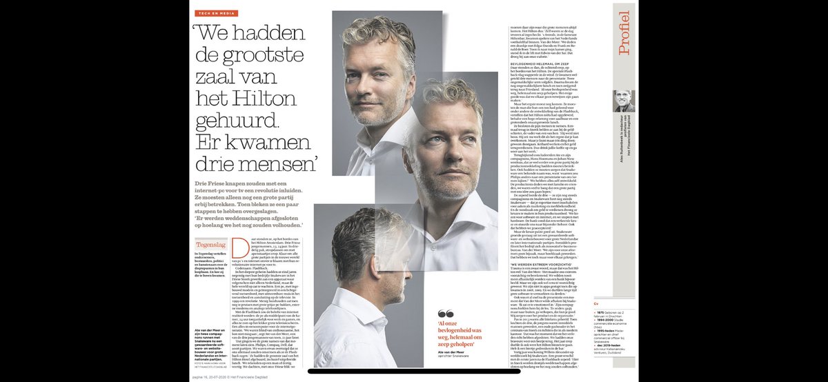 In een interview met <a href="/FD_Nieuws/">FD Nieuws</a> deel ik een tegenslag. Destijds een illusie armer, maar een ervaring rijker en door elke dag vol overtuiging aan onze droom te werken ben ik super trots op ons prachtige bedrijf Snakeware en de daadkrachtige personen die er werken.