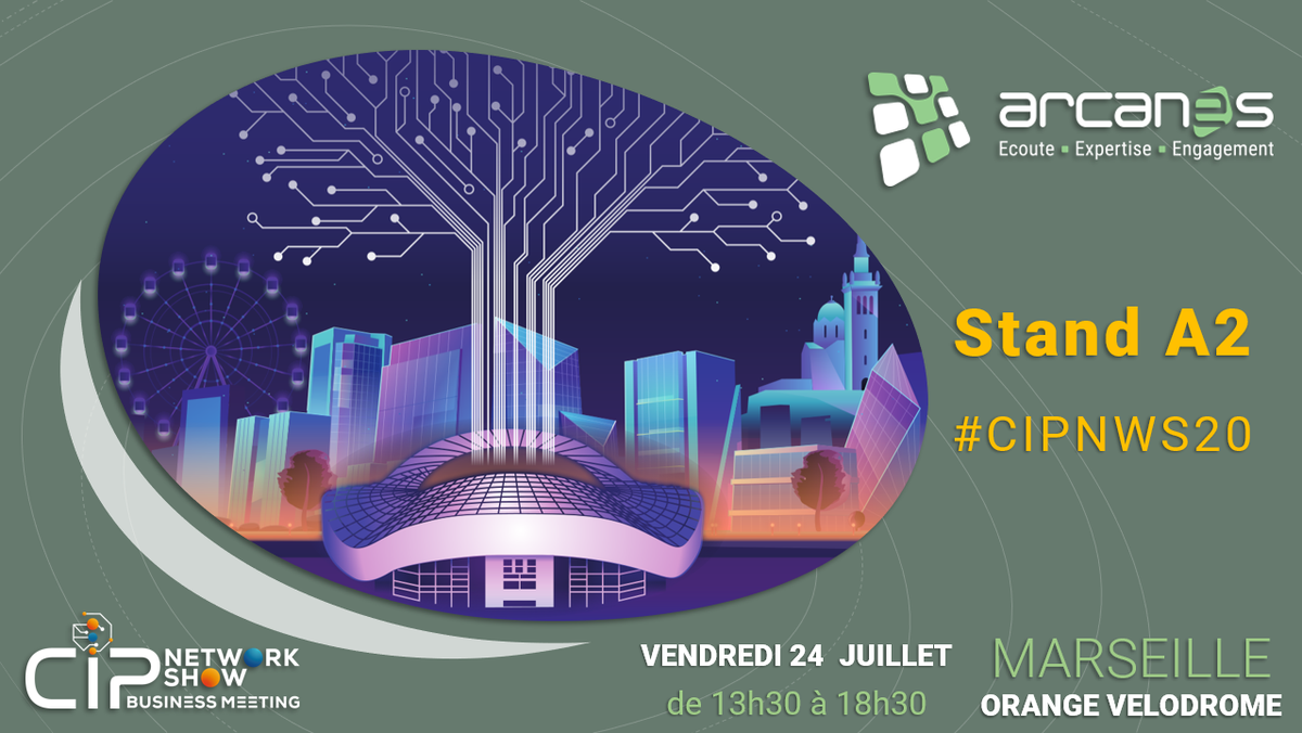 📣 Arcanes sera présent vendredi au CIP Network Show, le premier Business Meeting des décideurs IT de la Région SUD.
👉 Rencontrez-nous au stand A2, le 24 juillet de 13h30 à 18h30 à l'Orange Vélodrome de Marseille.
<a href="/CIPMed/">CIP Méditerranée #CIPNWS22</a>  #CIPNWS20