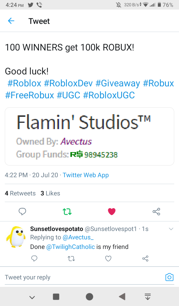 Avectus On Twitter 10 Million Robux Giveaway 1 Follow Avectus 2 Retweet This Tweet 3 Tag A Friend 4 Like This Tweet 100 Winners Get 100k Robux Good Luck Roblox Robloxdev Giveaway - how to get 100k robux