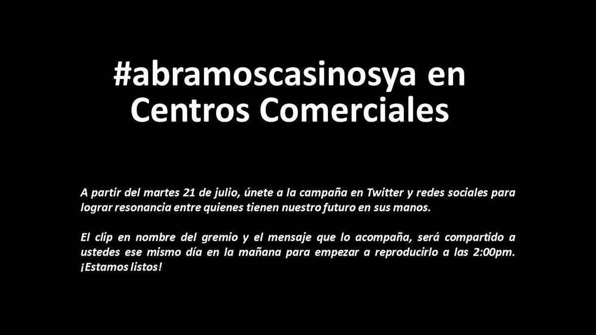 CasinosOficial's tweet photo. Estamos seguros de convertirnos en un sector ejemplar en el manejo de la bioseguridad, así brindar entretenimiento libre de riesgo.
Este martes, iniciaremos una campaña de largo vuelo en redes  buscando la máxima resonancia en aquellos quienes tienen nuestro futuro en sus manos. https://t.co/oj9hVQBnKi