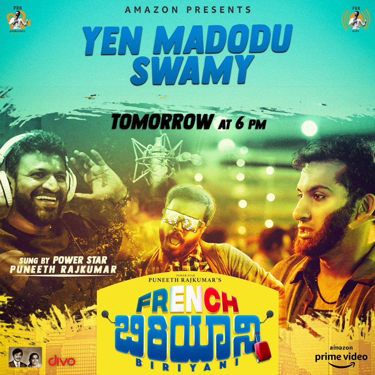 A special song for this special #FrenchBiriyani, #YenMadoduSwamy out tomorrow. 
#FrenchBiriyaniOnPrime premiering on July 24 on <a href="/PrimeVideoIN/">prime video IN</a>

<a href="/DanishSait/">Danish Sait</a> #salyusufin #pannagabharana <a href="/PRK_Productions/">PRK Productions</a> #PRKAudio <a href="/gurudath_talwar/">Gurudath Talwar</a> <a href="/vasukivaibhav/">VasukiVaibhav</a> <a href="/pitobash/">PiToBaSh</a> <a href="/DishaMadan/">Disha Madan</a> <a href="/AvinashiAds/">Avinashi Ads</a>
