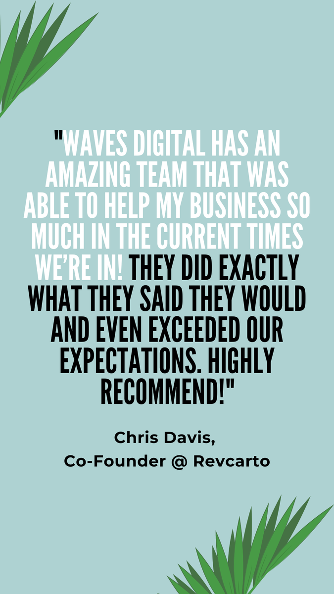 wavesdigitalca's tweet image. Thank you, Chris (Chris Davis, Co-Founder @ @revcarto) for the kind words!  #Testimonial