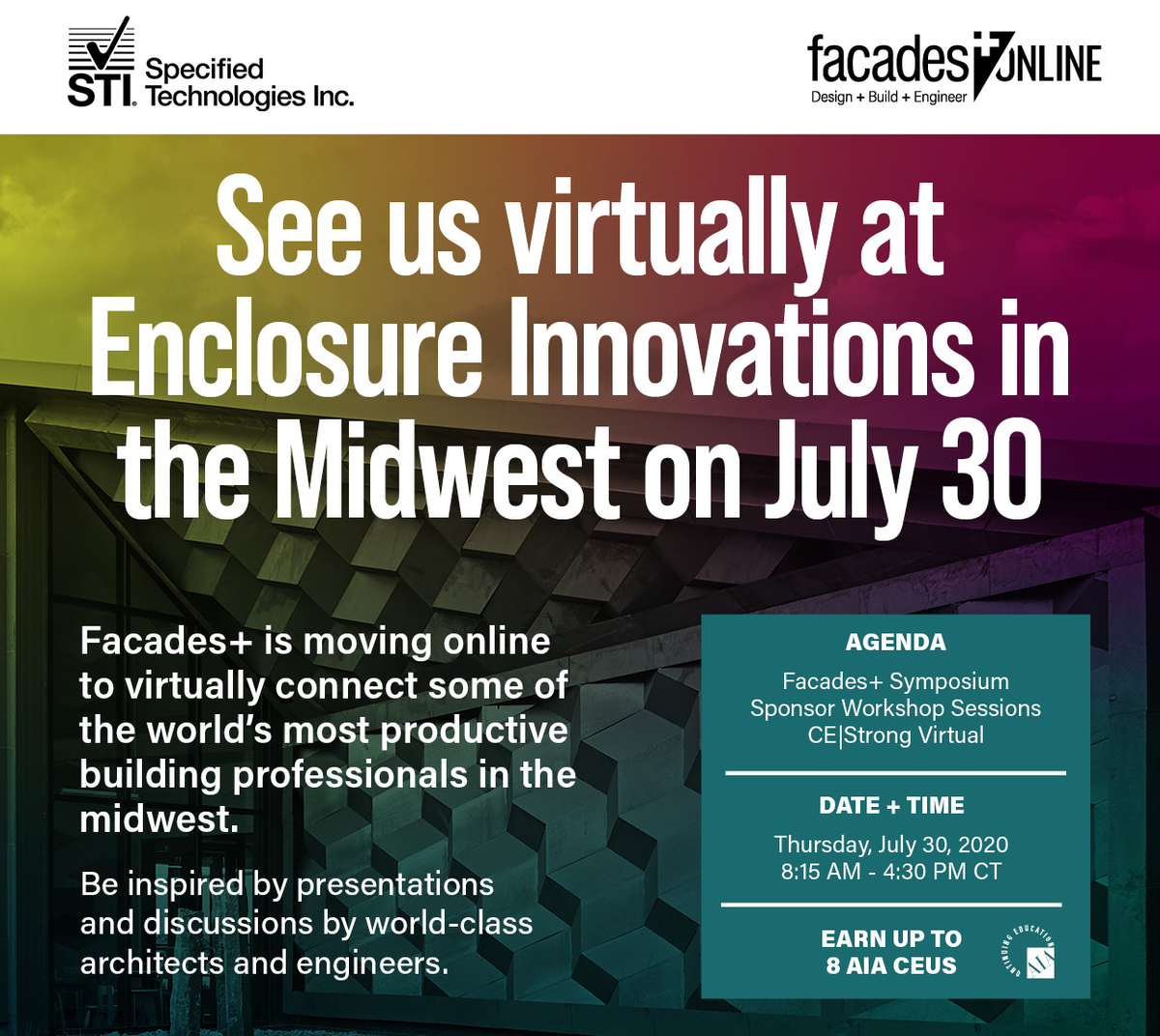 STI_FIRESTOP's tweet photo. Join us for the first ever #virtual #Facades show on July 30! Don't miss Aaron Alterman presenting Perimeter Fire Barrier Systems for Today’s Hybrid Window Wall Designs from 1-2. Register Here: https://t.co/ZR4mUnQrLK #WindowWall #FireBarrier https://t.co/CdrMqLmMNv