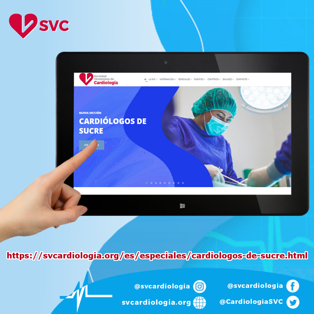 CardiologiaSVC's tweet photo. #SVCInforma | Conozca todo sobre la sección de #CardiólogosDeSucre en nuestro #PortalWeb: Tratamiento Antitrombótico en pacientes con Covid-19, Lesión Miocárdica en pacientes con Covid-19, y mucho +> https://t.co/dXhtv0gunj #SVC #Cardiología @Lguevaramath @torresviera @igormorr https://t.co/7A5tq36iSg