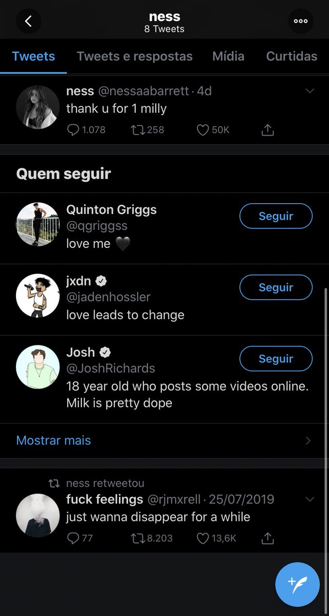 expondofamosos's tweet photo. Além de ter twittado pedindo para as pessoas pararem de mandar ela se m4t4r, Nessa apagou seus tweets, deixando apenas um retweet que diz “eu queria desaparecer”.😬 https://t.co/qcd1UmSGDW