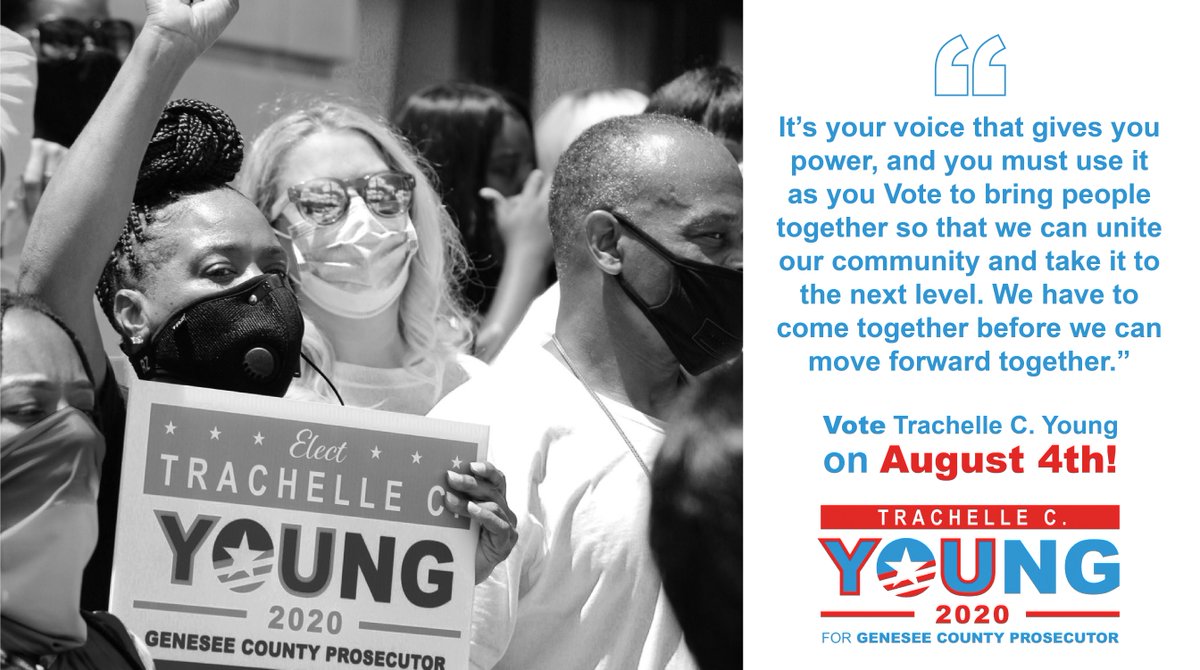 TYforprosecutor's tweet image. “It’s your voice that gives you power, and you must use it as you Vote to bring people together ... We have to come together before we can move forward together.”  — Trachelle C. Young for Genesee County Prosecutor #MondayMotivation #YoungForProsecutor