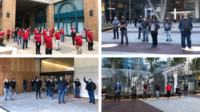 SEIU's tweet photo. HAPPENING NOW: 1500 janitors in San Francisco have joined tens of thousands across country in the #StrikeForBlackLives! @JusticeforJans #JusticeForJanitors 

https://t.co/lNiakuZGbh https://t.co/w9jPYSMqap