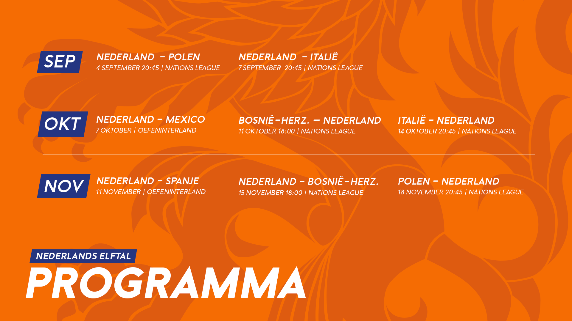 Onsoranje On Twitter Met Een Thuiswedstrijd Tegen Mexico Op 7 Oktober Is Het Programma Voor Het Nederlands Elftal Dit Jaar Compleet Https T Co Kzr54jfz3a Https T Co Zkbtkr8gnd Twitter