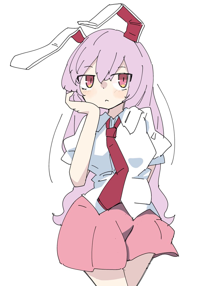 reisen udongein inaba 1girl animal ears solo rabbit ears necktie long hair white background  illustration images