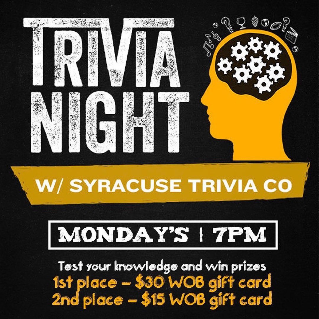wobsyracuse's tweet photo. Check out our Instagram story for tonightโs picture clue. Weโll see you at the tavern tonight!
#MondayMotivation
#WinFreeBeer
#TriviaNight
#Trivia https://t.co/LA9jVwhUTe