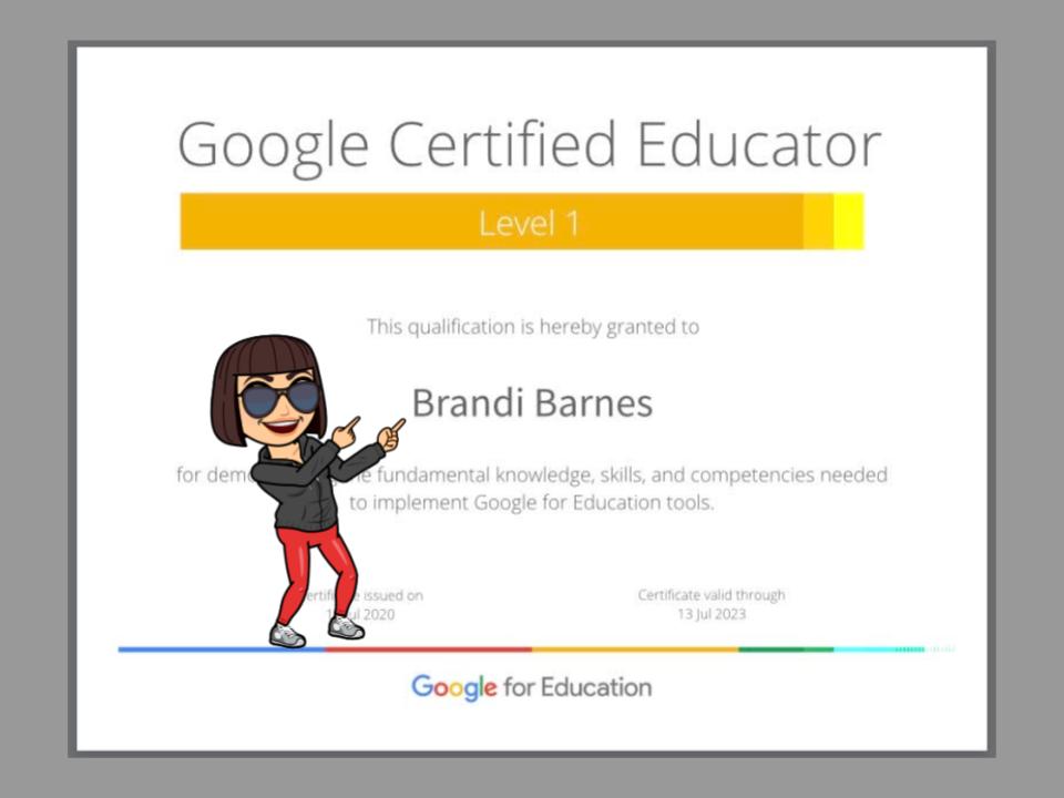 Shout out to Brandi Barnes for becoming a Google Certified Educator Level 1!! <a href="/OESTribe/">Tesha Crump</a> 
<a href="/ccboe_news/">Calhoun County Schools</a>