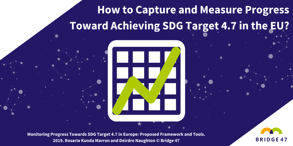 📢 To monitor progress that reflects reality, indicators for Target 4.7 need to include non-formal &amp; informal education with greater clarity on how 4.7 relates to local contexts. Check out Bridge 47’s resource on measuring progress of 4.7 in 🇪🇺 here 👉 bit.ly/MonitorSDG4