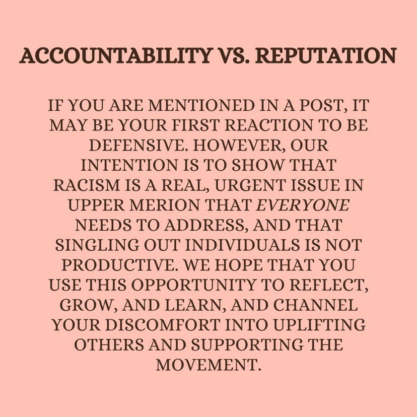 um_for_blm's tweet photo. We’ve taken a break to create some ground rules and solidify our mission for this page. #UMforBLM @UpperMerionSD @DrToleno https://t.co/o3mTRlFLtk