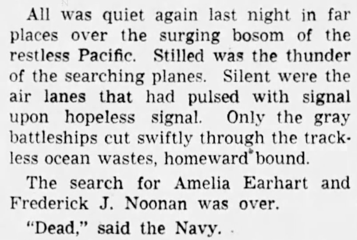 KeithOB's tweet photo. Some day, maybe, we will have them. But #OTD in 1937, there was no doubt about what had happened. The NYT ran the news on page A24 and the LA Times ran it on page A4. Amelia Earhart—an adventurer, pioneer, feminist hero, and advocate to the downtrodden—was gone. #FlyGirlsBook /15 https://t.co/agwCBlRZjg