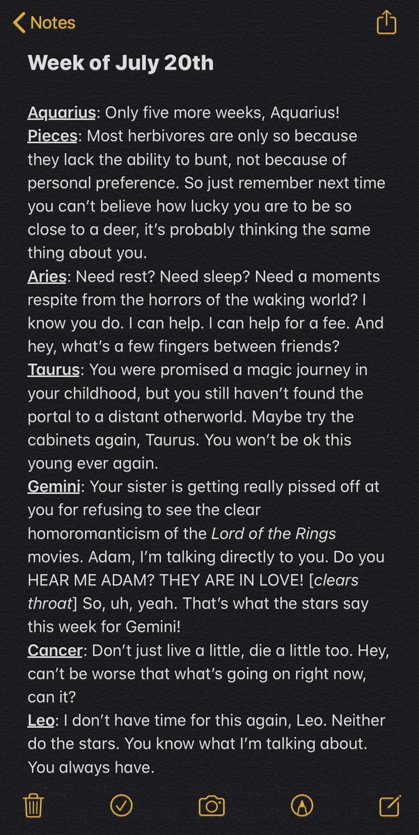 NotesHoroscope's tweet image. Horoscopes: Week of July 20th