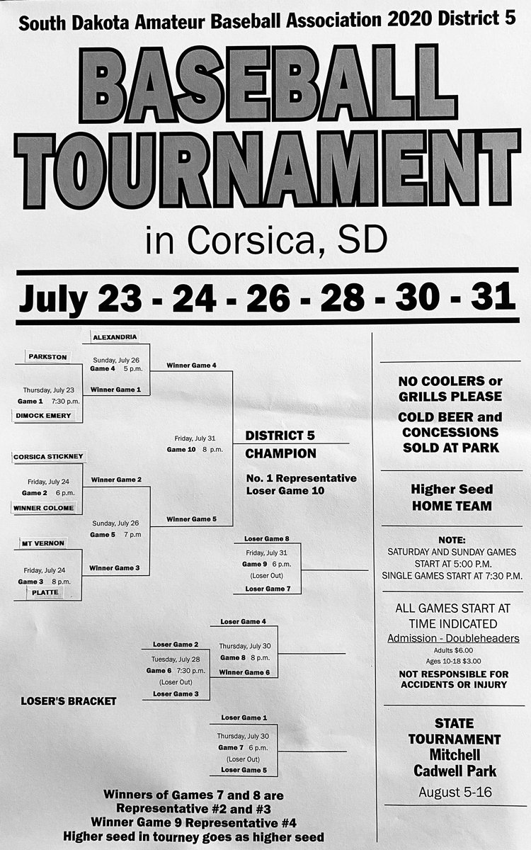 District 5B Sunshine League tournament pairings in Corsica