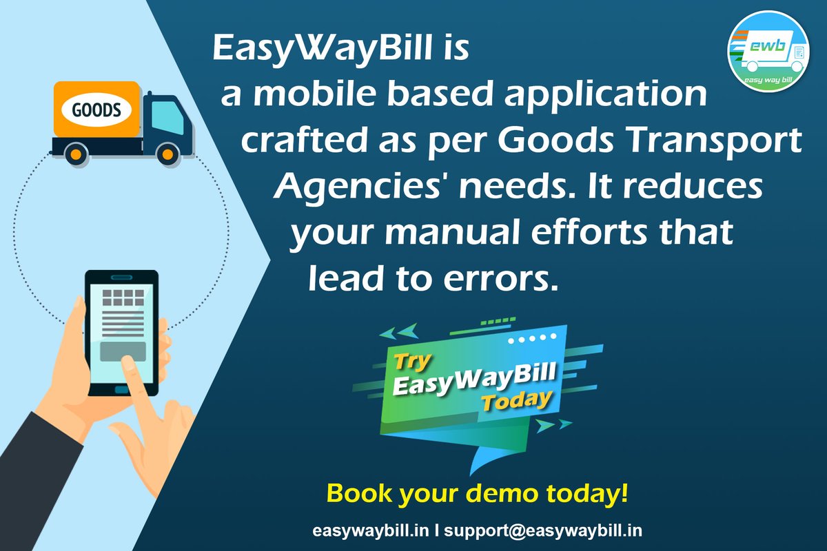 IRISGST's tweet photo. A mobile app that lets transporters easily manage their activities related to #EwayBills on the go - that's Easy Way bill for you!!
Explore all the features of this user-friendly app here: https://t.co/EXKTUOXICS
#easywaybill #app #transporter #logistic #supplychainmanagement https://t.co/J1ClKSOHbe