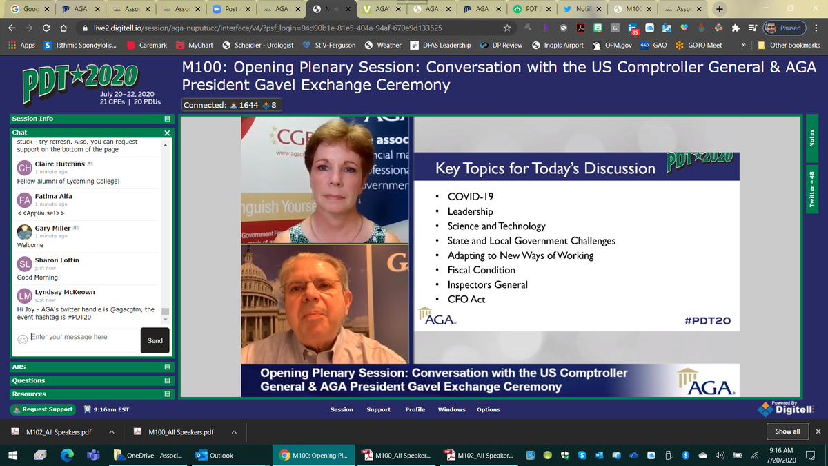 fotomkr's tweet photo. The AGA Virtual PDT is off to a great start!  Great topics being discussed by our Comptroller General. @AGACGFM @FOTOMKR #PDT20 https://t.co/mi0VZSStS3