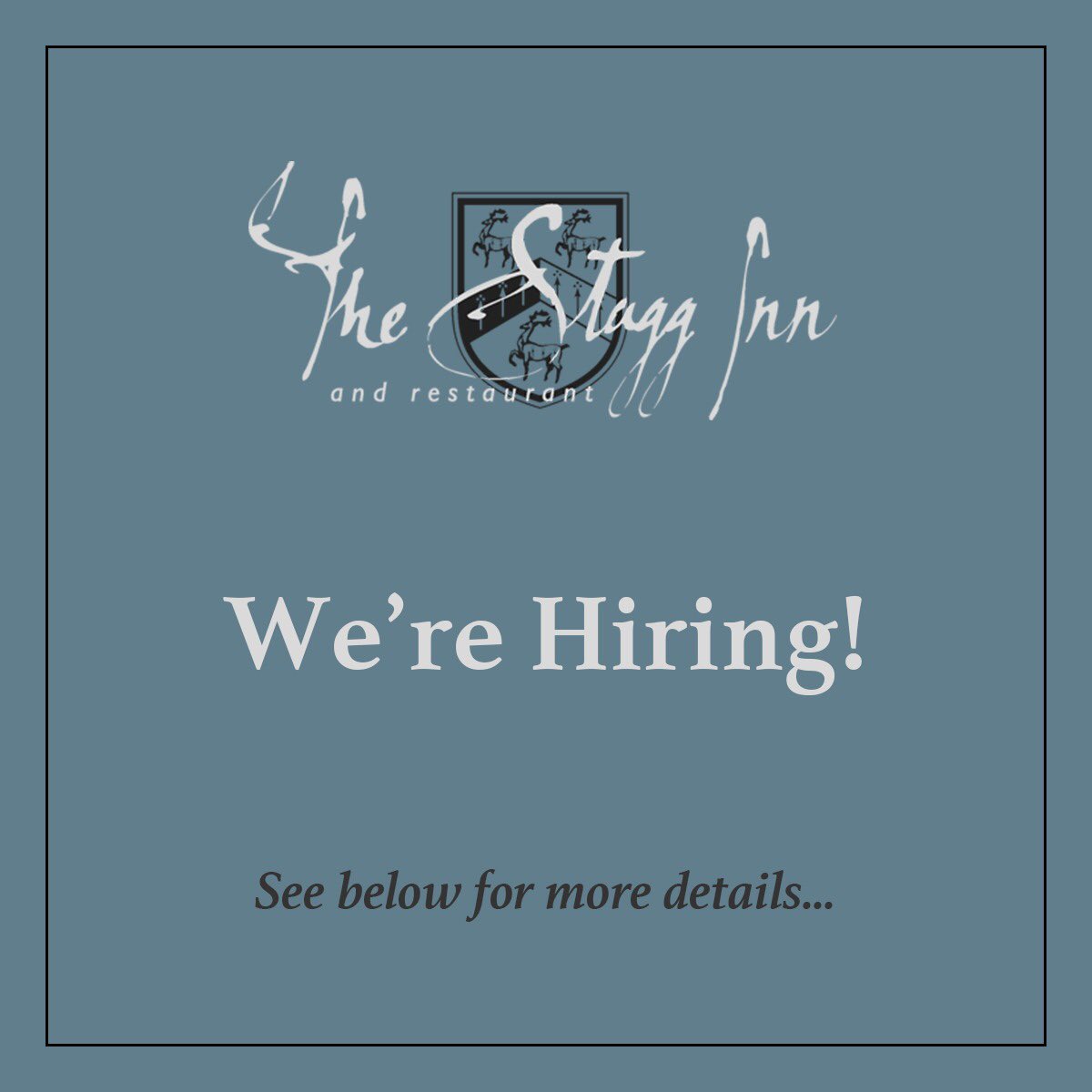 OldVicTitley's tweet photo. We’re looking for a hard working and ambitious chef to join our Michelin rated kitchen

Prior experience would be beneficial, but our main requirements are a willingness to learn and a positive attitude! 

If you’re interested, message us or email reservations@thestagg.co.uk https://t.co/veAmdATC13