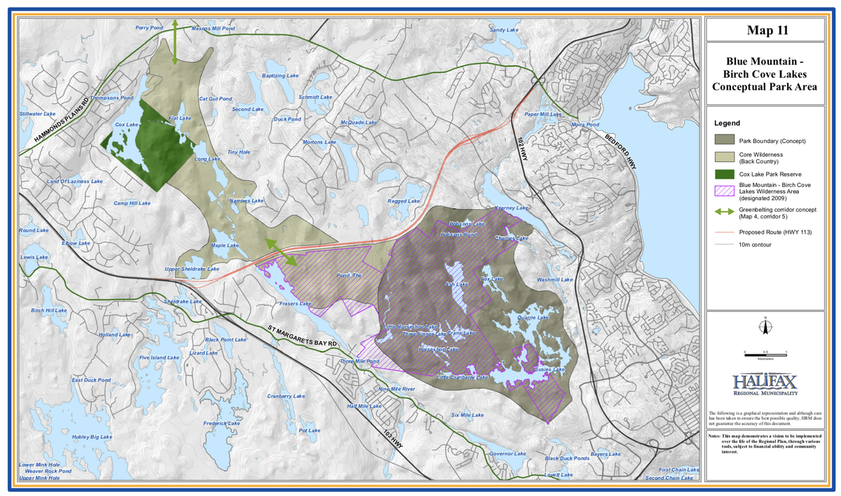 Also, the City has already identified this area as a crucial wilderness connectivity zone. It's included in the Halifax Regional Plan. It's been in that plan since it was first approved in 2006. Here it is (Map 11)