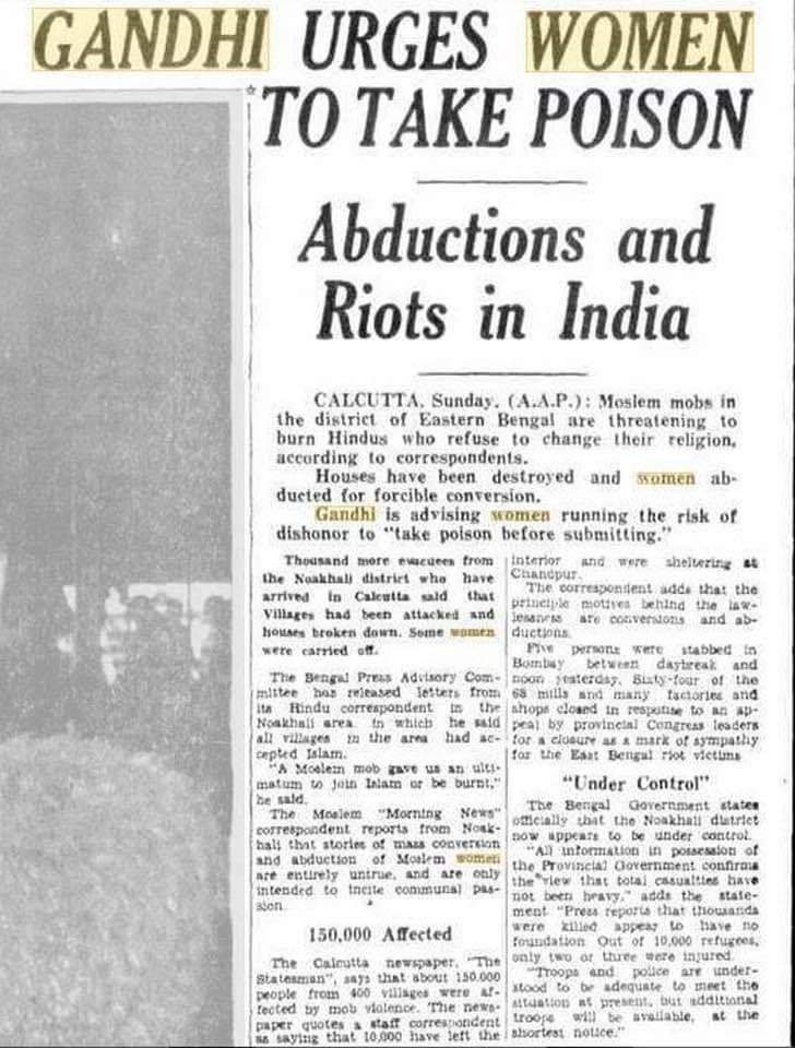 This is the story of partition of Bengal hardly known about. In fact, it is so brutal that even Gandhi had asked Hindu women's to consume poison and save their honor instead of getting raped.