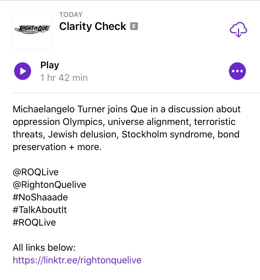 ROQLive's tweet image. #ClarityCheck episode w/ Michaelangelo Turner on Jewish delusion, terroristic threats, bond preservation + more. 

Apple: podcasts.apple.com/us/podcast/rig…
SoundCloud: soundcloud.com/roqlive/clarit…
Spotify: open.spotify.com/episode/3vEcsb…
YouTube: youtu.be/uBifFeUo8Qg

#ROQLive