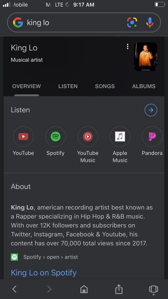 official_kinglo's tweet photo. #google #verified 📈✅ #KingLo
@Spotify @RapCaviar 

https://t.co/AYuqOY7pwB https://t.co/YTgrxCEPCT