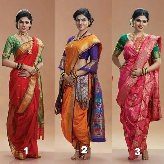4) kasta SareeKasta Sari also referred to as Nauvari is the traditional Marathi style of sari, a single nine yard sari that is worn very similar to the Maharashtrian dhoti.