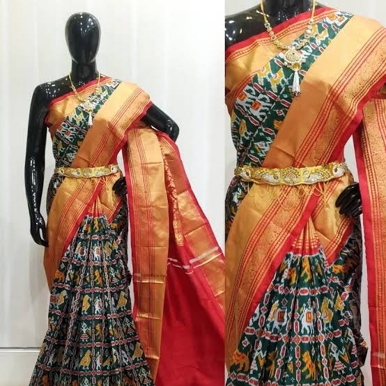 17) Pochampally SareePochampally Sarees are made of one of the ancient Ikat weaving with traditional geometric patterns. Air India cabin crew wear specially designed pochampally silk sarees.