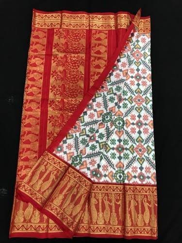 17) Pochampally SareePochampally Sarees are made of one of the ancient Ikat weaving with traditional geometric patterns. Air India cabin crew wear specially designed pochampally silk sarees.