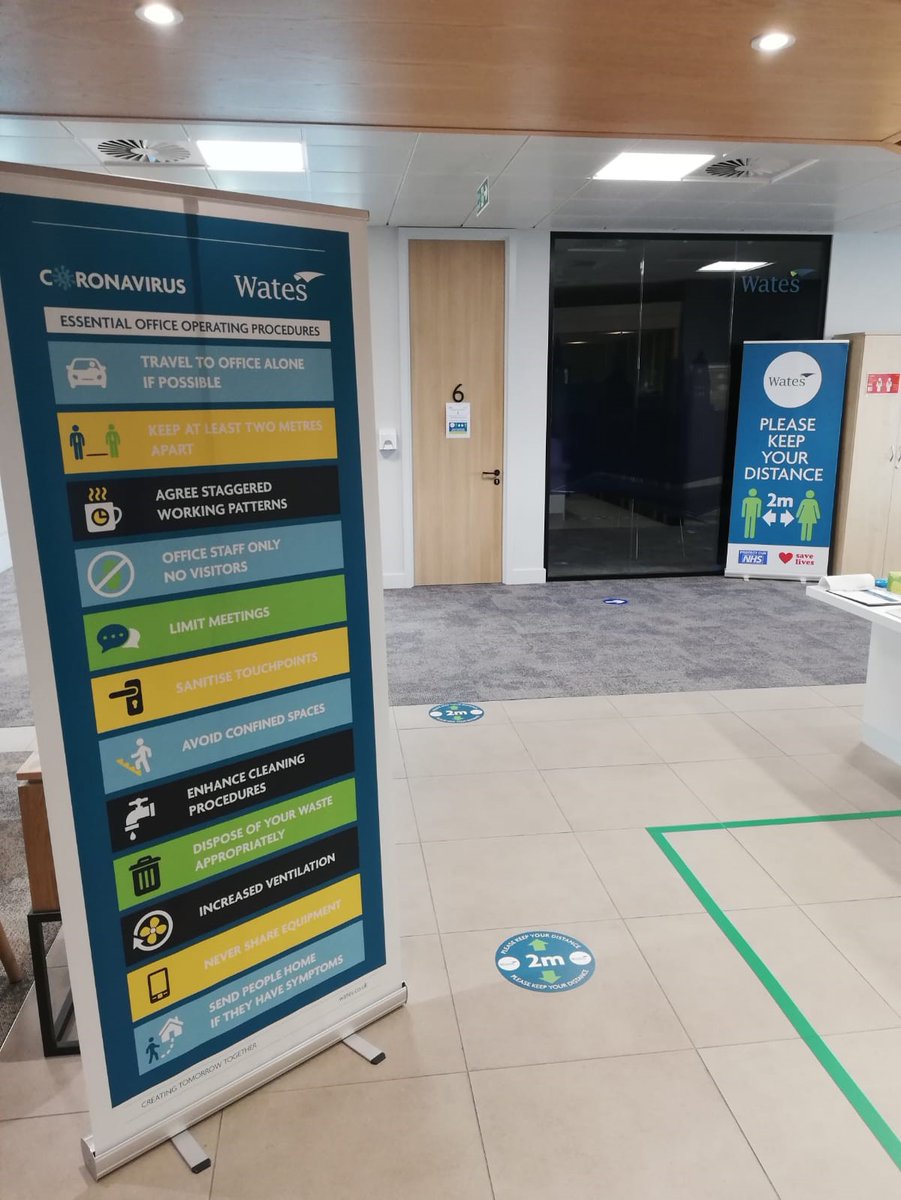 FreddieW84's tweet photo. Great being back in the office for the first time in 3 months New strict procedures in place but 👍 seeing friendly @WatesGroup faces again. Having embraced successful ways of working from home, believe it's important to also have the opp being able to collaborate in person again https://t.co/Qx9KRyUgtd
