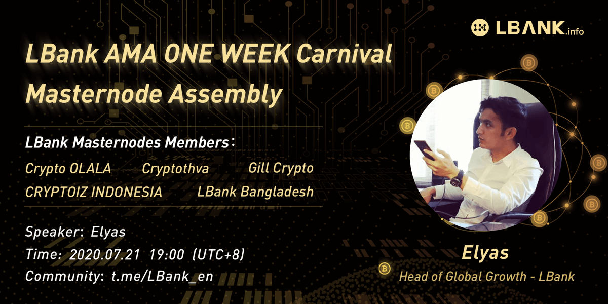 #LBank launches the #AMA &amp; #Airdrop CARNIVAL

Join us and enjoy ONE-WEEK PERIOD CONSTANT AIRDROPPING

First AMA starts on 07/21

🥳300U token

Rules：
like&amp;retweet，follow&amp;tag 3 friend
COMPLETE FORM:suo.im/5J6Y84
Join LBank community masternode：suo.im/5QDbnT