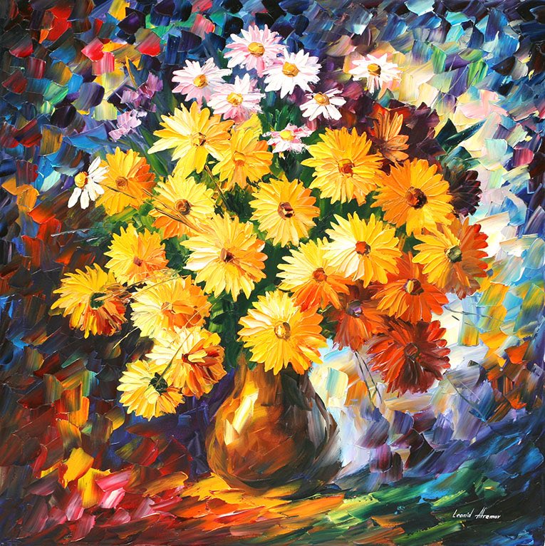MuseoVisual's tweet image. “Voy a seguir iluminando, aún en medio de la oscuridad”.
———————                   🌼✨
“Irradiation love” (óleo)
Leonid Afremov.