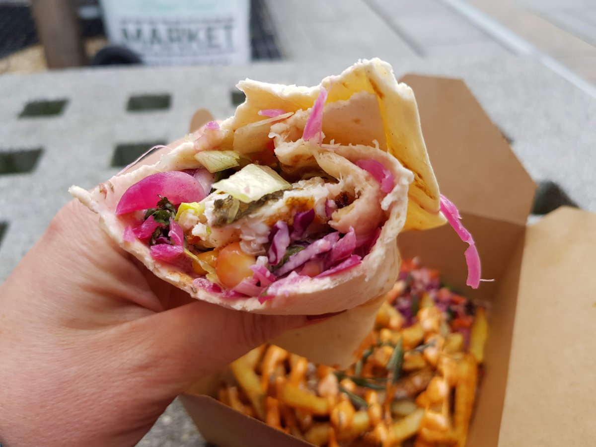FinzelsReachMkt's tweet photo. Have you tried 'Hake That' or 'The Salmon Rushdie' from trader #KingFin? These freshly made to order fish wraps are next level and are back at the market this Friday. #fishwraps #sustainablefish #salmon #fishfriday #finzelsreachmarket #fishpuns #lovefish #localtrader #mymarket https://t.co/M1KDmwYMRt