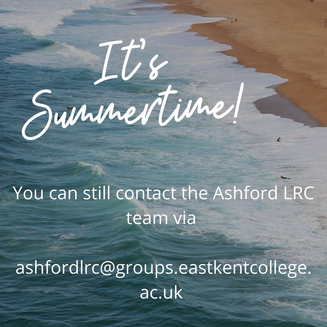AshfordLRC's tweet photo. Summer is here! Happy summer from the 
@AshfordLRC team! We hope you have a safe and happy summer! We will continue to update you with news from 
@AshfordLRC and news on our new e-hub and new #eresources coming for September! #ExcitingTimesAhead #ashlrc #StaySafe @ashford_college https://t.co/q12SvK8Jta
