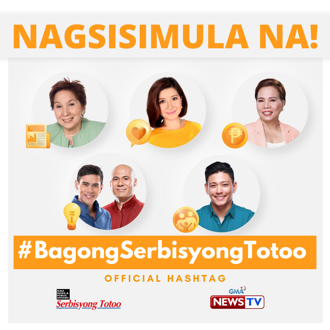 GMA_PA's tweet photo. Narito na ang #BagongSerbisyongTotoo para sa Pilipino! Tumutok na sa GMA News TV, mga Kapuso! https://t.co/tSseetVdOU