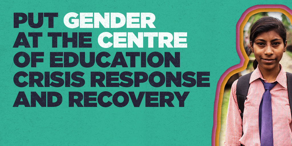 UNGEI's tweet photo. We call for collective action to advance every child’s right to learn in a safe &amp; gender-sensitive environment following this crisis. Response planning must target girls in particular, or risk reversing progress to advance gender equality in education &amp; the workforce worldwide. https://t.co/uol3XL8t5m